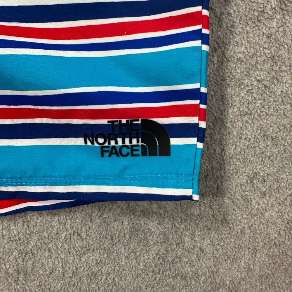 The North Face Striped Boys Swim Shorts Size 6 Blue/Red UPF 40 Elastic Waist - Picture 3 of 6